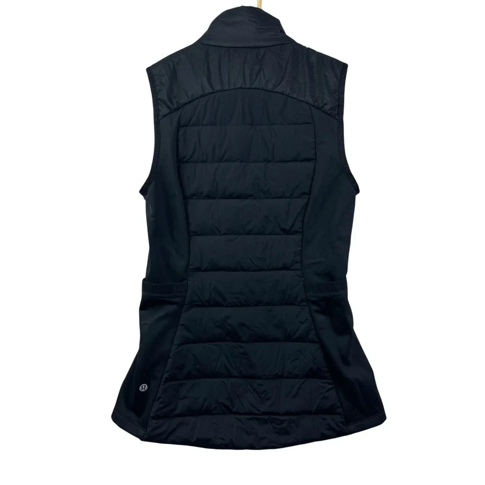 Lululemon Puffer Vest Womens 4 Black Goose Down Zip Up Pockets